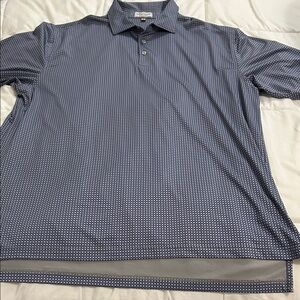 Peter Millar Navy and White Micro Dot Polo